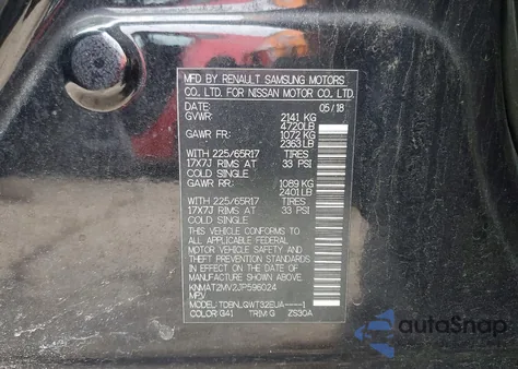 2018 Nissan Rogue S from USA, damaged, VIN KNMAT2MV2JP596024